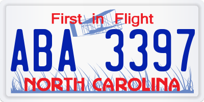 NC license plate ABA3397