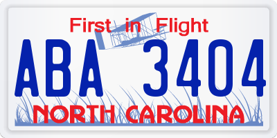 NC license plate ABA3404