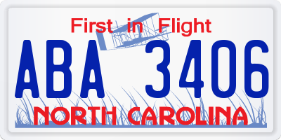 NC license plate ABA3406