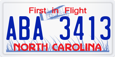 NC license plate ABA3413