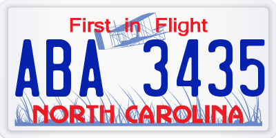 NC license plate ABA3435