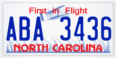 NC license plate ABA3436