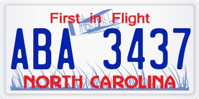 NC license plate ABA3437