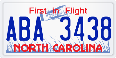 NC license plate ABA3438
