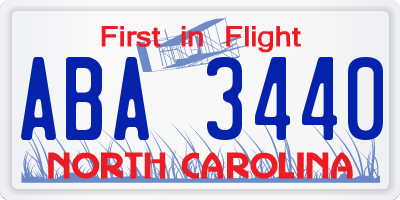NC license plate ABA3440