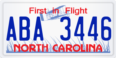 NC license plate ABA3446