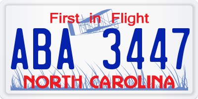 NC license plate ABA3447