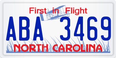NC license plate ABA3469
