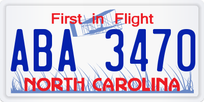NC license plate ABA3470