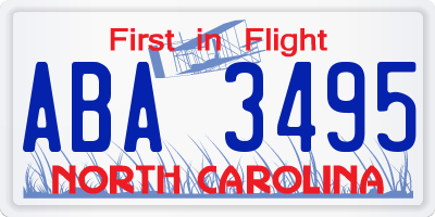 NC license plate ABA3495
