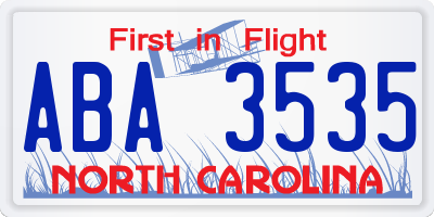 NC license plate ABA3535