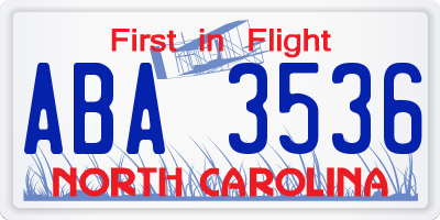 NC license plate ABA3536