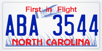 NC license plate ABA3544