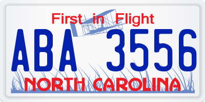 NC license plate ABA3556