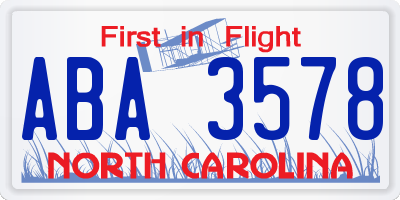 NC license plate ABA3578
