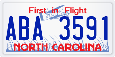 NC license plate ABA3591