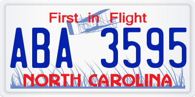 NC license plate ABA3595