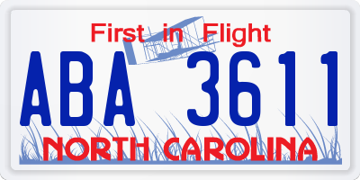 NC license plate ABA3611