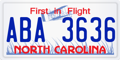 NC license plate ABA3636