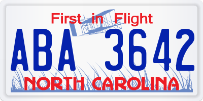 NC license plate ABA3642