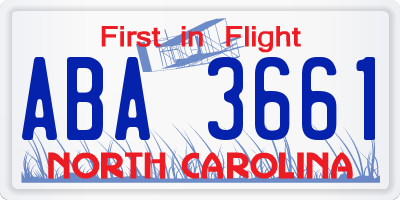 NC license plate ABA3661