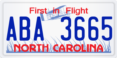 NC license plate ABA3665