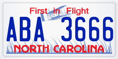 NC license plate ABA3666