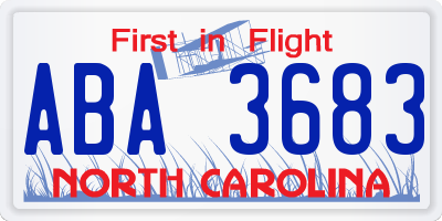 NC license plate ABA3683