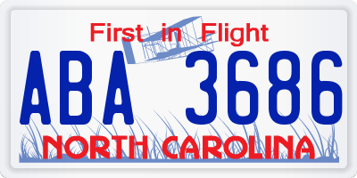 NC license plate ABA3686