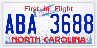 NC license plate ABA3688