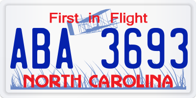 NC license plate ABA3693