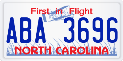 NC license plate ABA3696