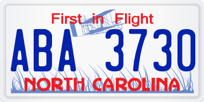 NC license plate ABA3730