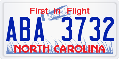 NC license plate ABA3732