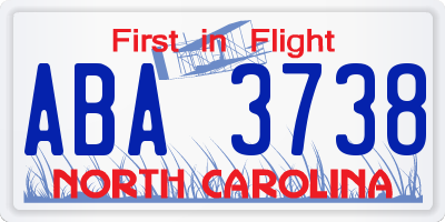 NC license plate ABA3738