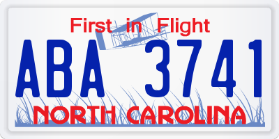 NC license plate ABA3741