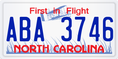 NC license plate ABA3746