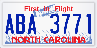 NC license plate ABA3771
