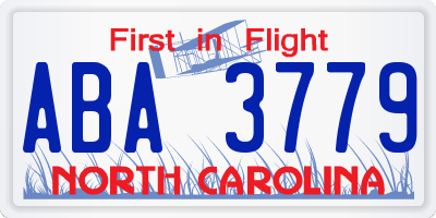 NC license plate ABA3779