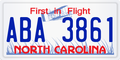 NC license plate ABA3861
