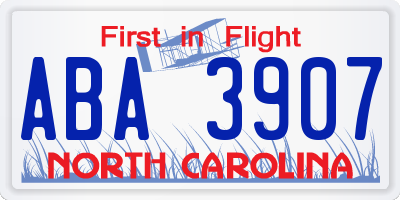 NC license plate ABA3907