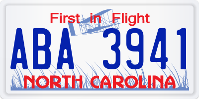 NC license plate ABA3941