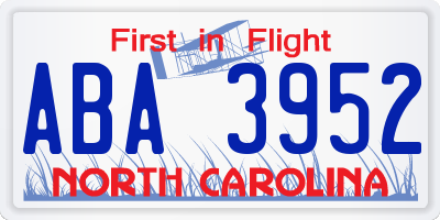 NC license plate ABA3952
