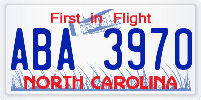 NC license plate ABA3970