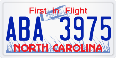 NC license plate ABA3975
