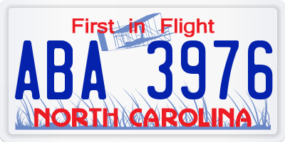NC license plate ABA3976