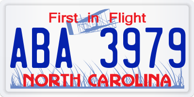 NC license plate ABA3979