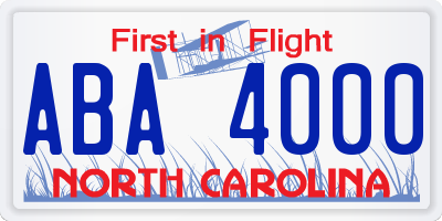 NC license plate ABA4000