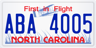 NC license plate ABA4005