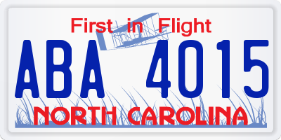 NC license plate ABA4015